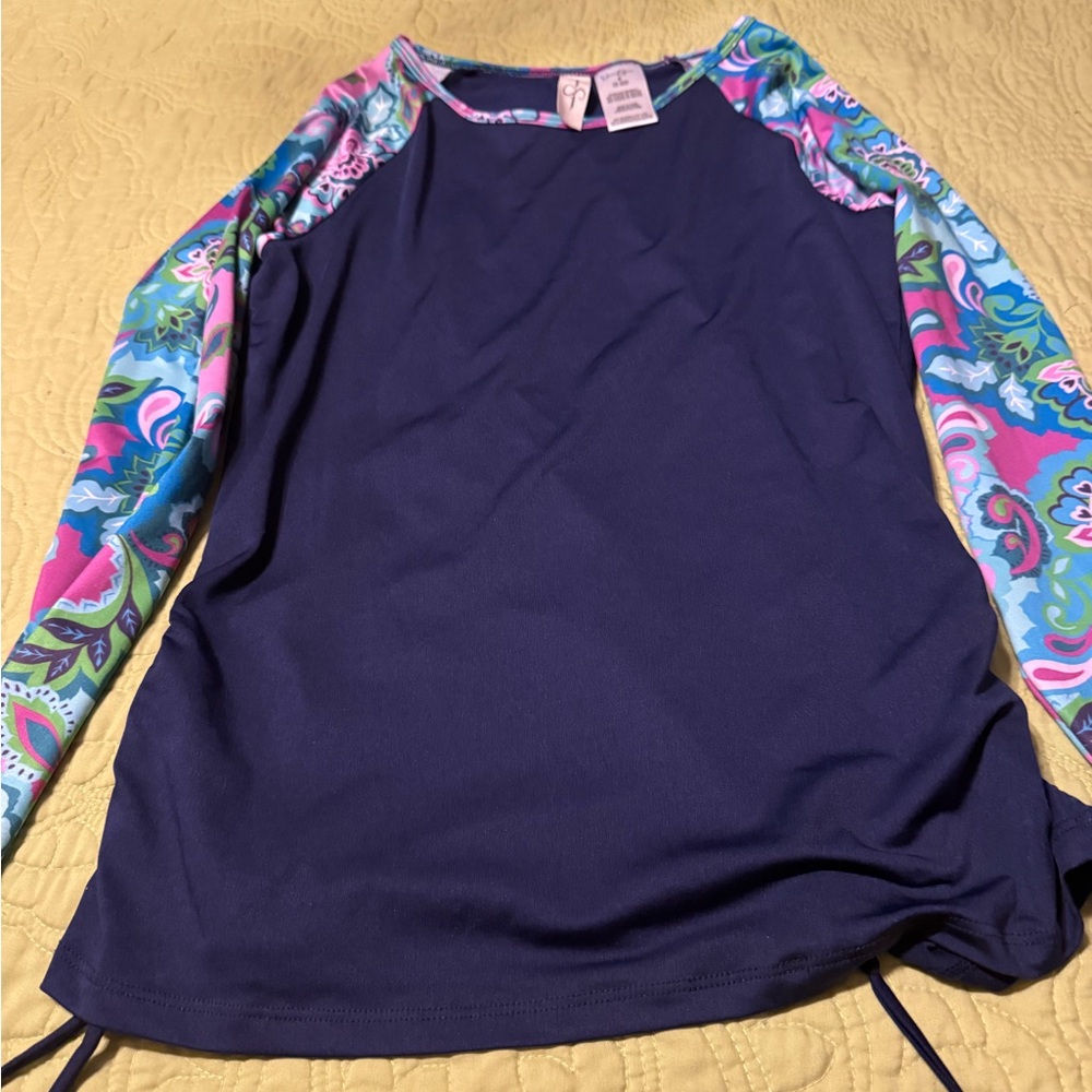 Jessica Simpson Navy and Multicolor Rash Guard